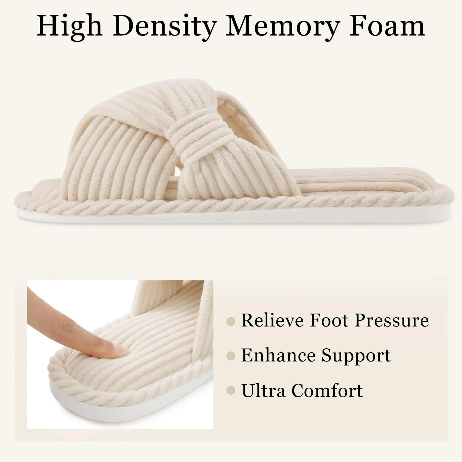 Pallene Summer Corduroy Womens Slider Breathable Cotton Home Shoes Comfortable Casual Slider with Memory foam Womens Slider 241126