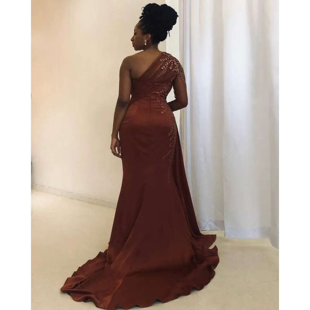 Aso Shoulder One Arabic Ebi Mermaid Prom Dresses Lace Beaded High Split Evening Formal Party Second Reception Bridesmaid Gowns Dress 6660306