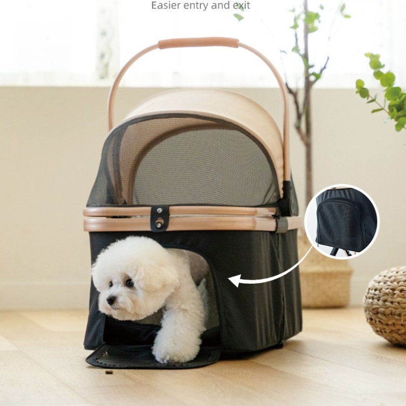 Factory outlet foldable pet carrier with wheels with 4 wheel detachable pet stroller outdoor travel pet dog cat carrier stroller