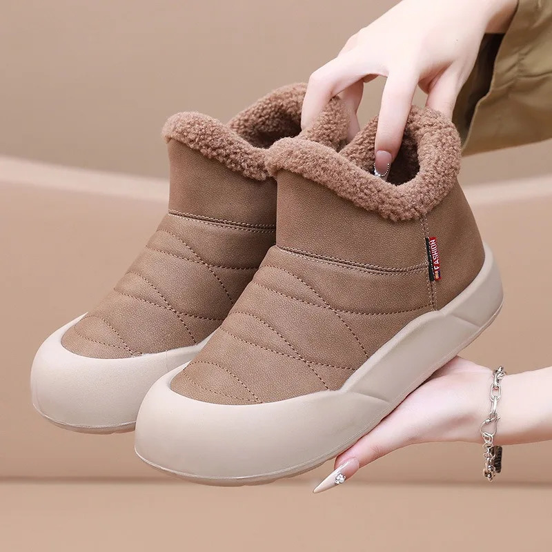 Women Ankle Boots Winter Plush Warm Thick Bottom Warm Snow Boots Korean Fashion Anti Slip Comfort Outdoor Cotton Boots 241114