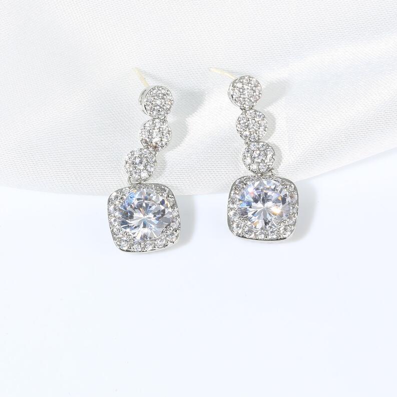 Dangle Earrings: 2024 Sier CZ Dia White Cubic Zircon Jewelry