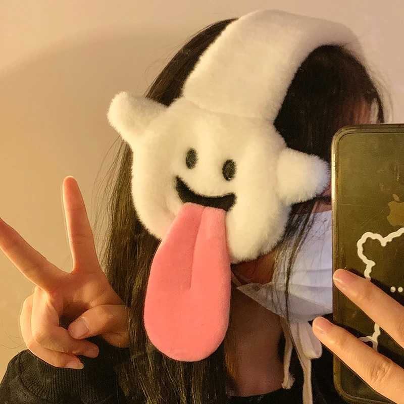 Personalized Cartoon Funny Tongue-out Plush Earmuffs For Women Autumn And Winter Warm Earmuffs Ear Warm cyclingXJ241126