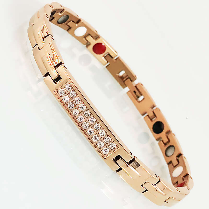 Rose Gold Stainless Steel Bracelet with Cubic Zirconia Accents Elegant Hand Jewelry for Women and Girls Z250910