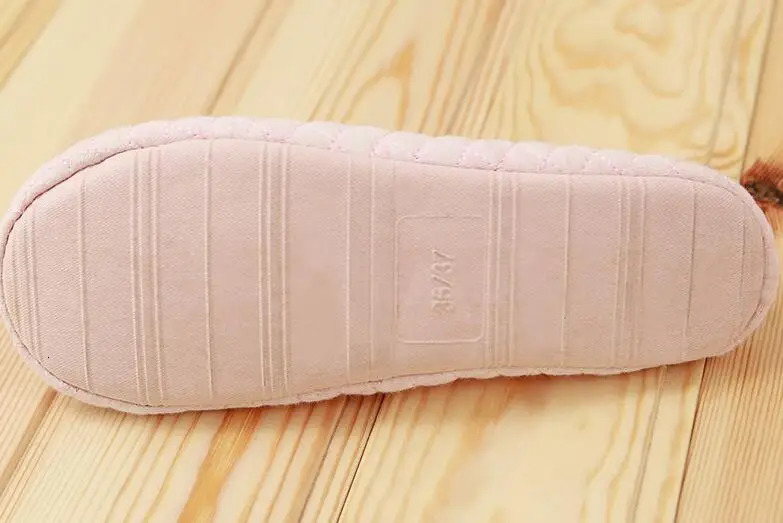 Lovely Bowtie Winter Women Home Slippers For Indoor Bedroom House Soft Bottom Cotton Warm Shoes Adult Guests Flats 241126
