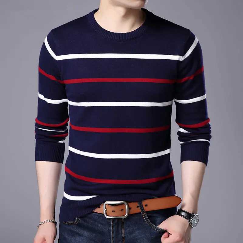Pullover Mens Brand Clothing 2023 Autumn Winter Wool Ultra Thin Suitable for Sweaters Mens Casual Stripes Pull Jumper Mens X241126
