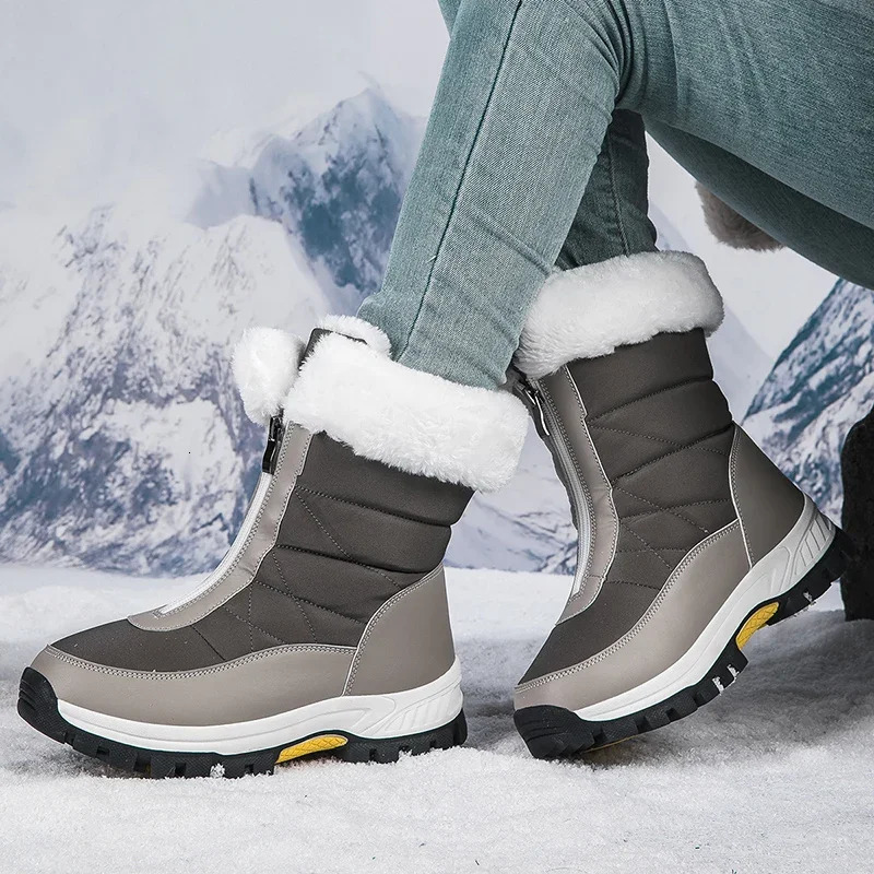 Winter womens snow boots anti slip outdoor waterproof womens warm boots Botas zipper womens cotton boots Plus size 42 241126