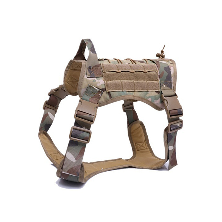 DRESSPET Leather Pet Outdoor Retractable Rope Sturdy Adjustable Tactical Dog Harness Custom Design With Logo