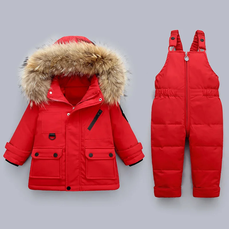 RAISE Winter Children Girls Overalls Outfit Waterproof Hooded Warm Children Girl Down Jacket Toddler Kid Girl Jumpsuit Suit 241126