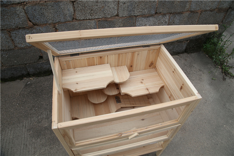 Wooden Hamster Cage Chinese Manufacture Guinea Pig Cage Small Animal Pet House Luxury Double-Storey