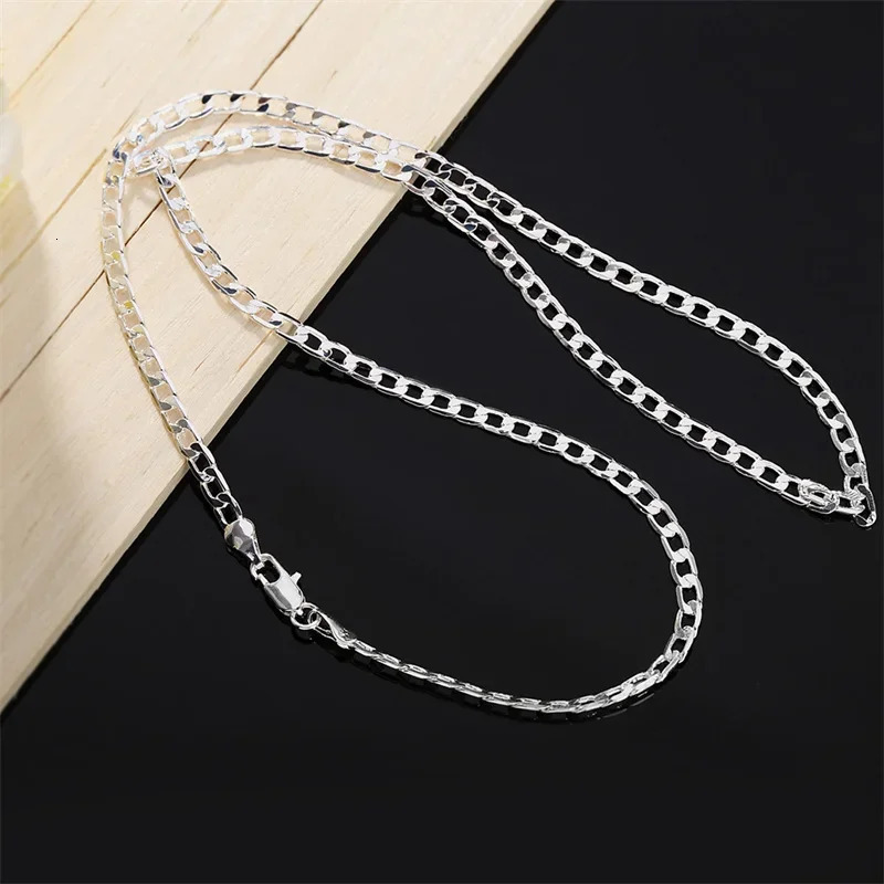 Mens 925 Sterling Silver Necklace 281012MM 4075cm Face Chain Lobster Clasp Men And Women Engagement Jewelry y241125