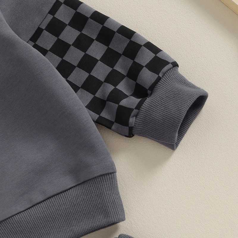 Clothing Sets Infant Baby Boys 2pcs Hoodie Pants Set Fall Winter Long Sleeve Plaid Print Sweatshirts Elastic Waist Trousers Infant Clothes H241126