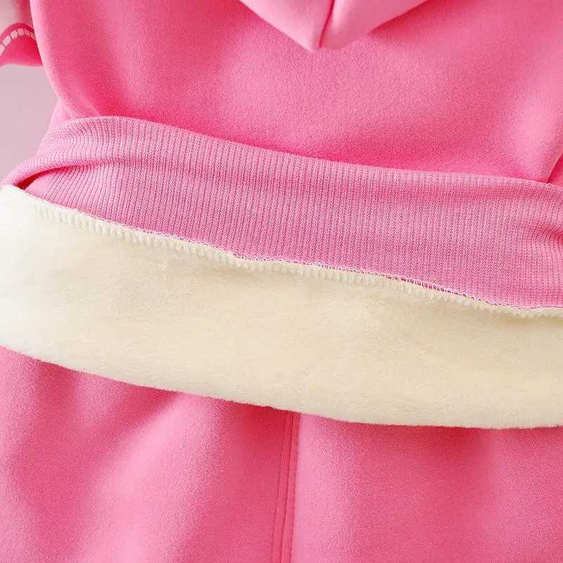Clothing Sets Baby Girls Flower Cartoon Thickk Woolen Autumn Winter Hoodied Jacket Coat Pants Clothing Set Children Kids Warm Clothes Suits H241126