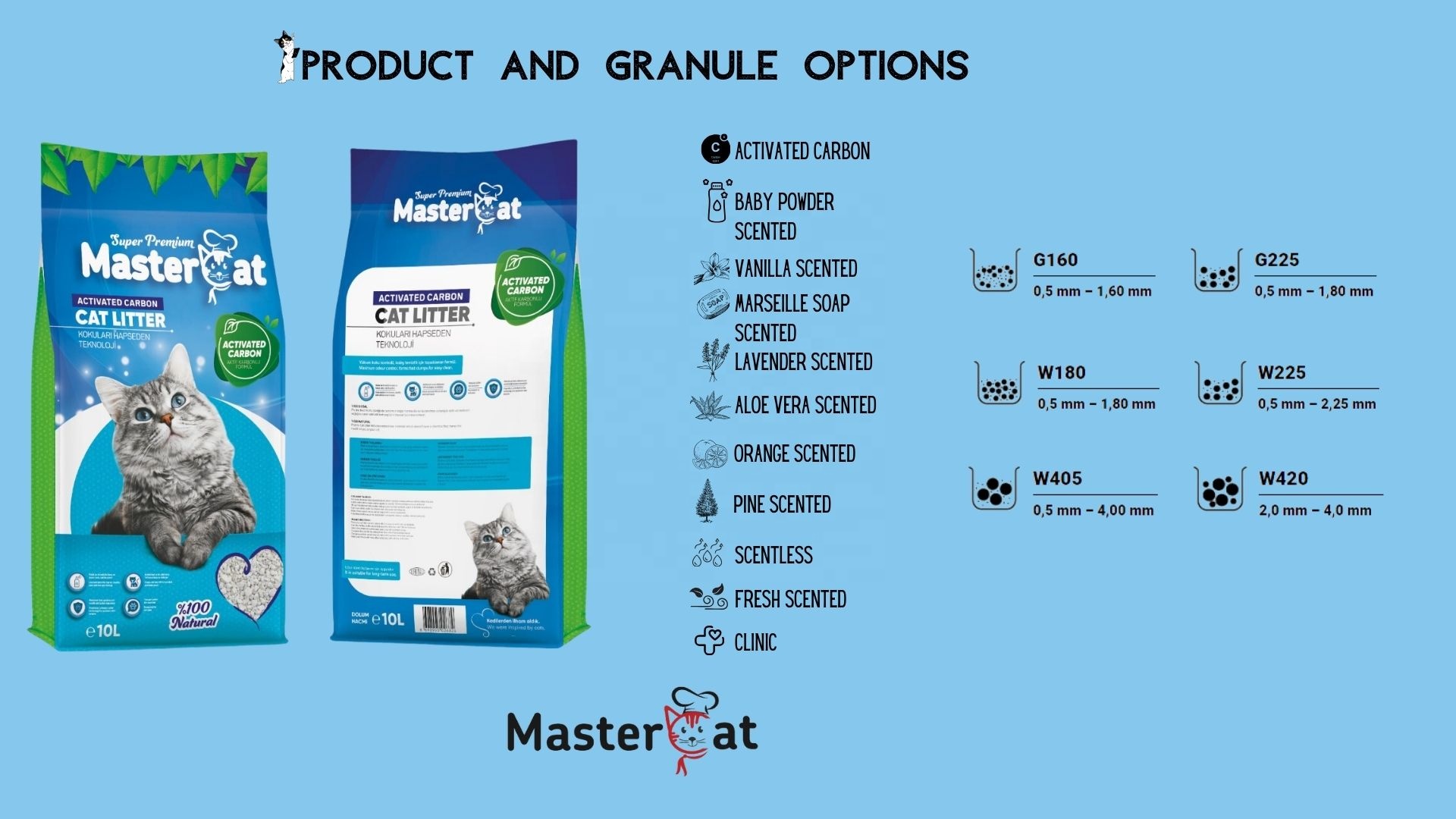 High Quality MasterCat Sand Marseille 10L Fast Clumping Scented Bentonite Cat Litter Flushable Natural Soup Ball Pattern
