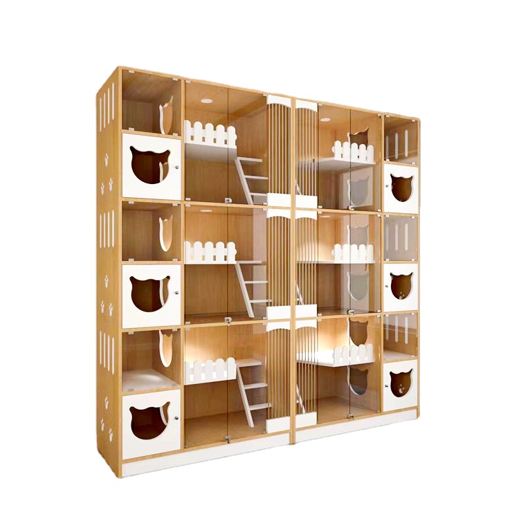 Household Luxury Balcony Pet Villa Indoor Cat Cages House Living Room with Cat Toilet Litter Box