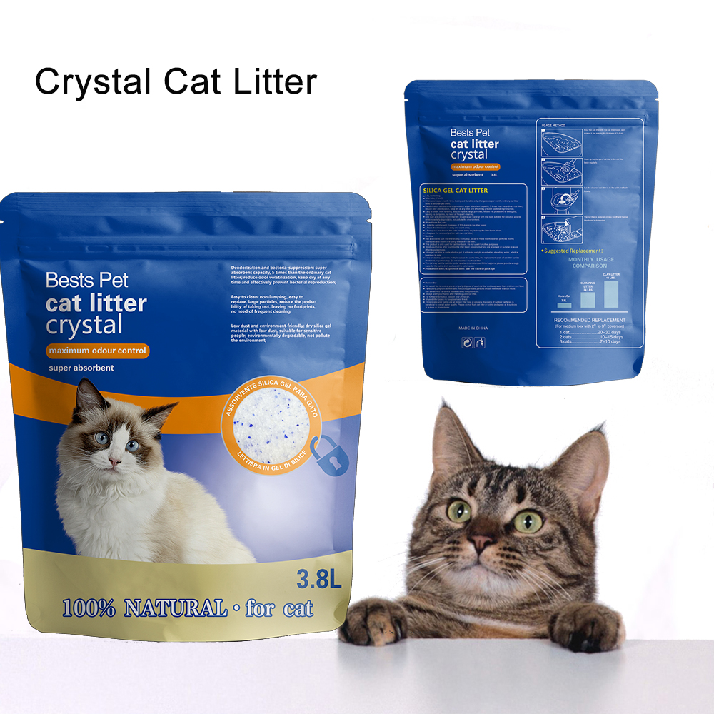 Chongci Manufacturer Litter Pearls Micro Crystals Unscented Non-Clumping Crystal Cat Litter Blue premium crystal cat litter bulk