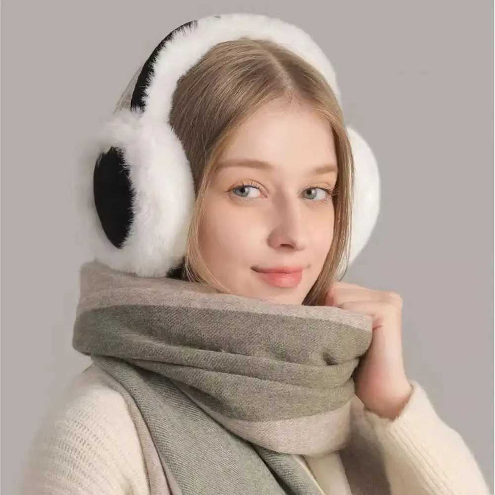 Winter Warm Folding Portable Earmuffs Faux Rabbit Fur Headphone Muffs Male Thicker Deerskin Velvet Ear Cover Womens Cute EarlXJ241126