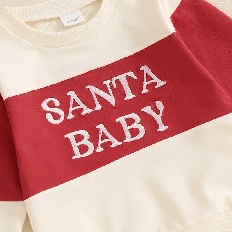 Clothing Sets 1-4Years Kids Baby Boy Girl Christmas Outfits Letter Embroidery Contrast Color Long Sleeve Sweatshirt+Elastic Pants 2 Piece Set H241126