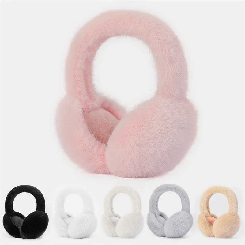 1 piece of solid color soft plush earmuffs warm winter earmuffs fashionable earmuffs outdoor cold protection earmuffs foldable earmuffs W241126