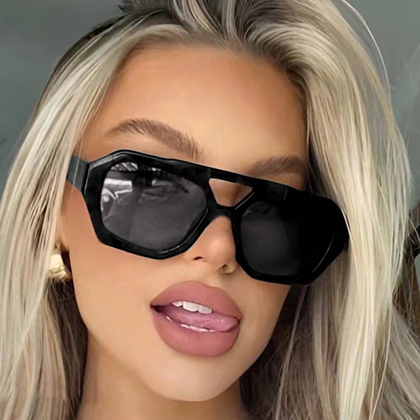 Women's Fashion Large Irregular Frame Plastic Full Rim Eyeglasses Glasses for Travelling and Photo Taking