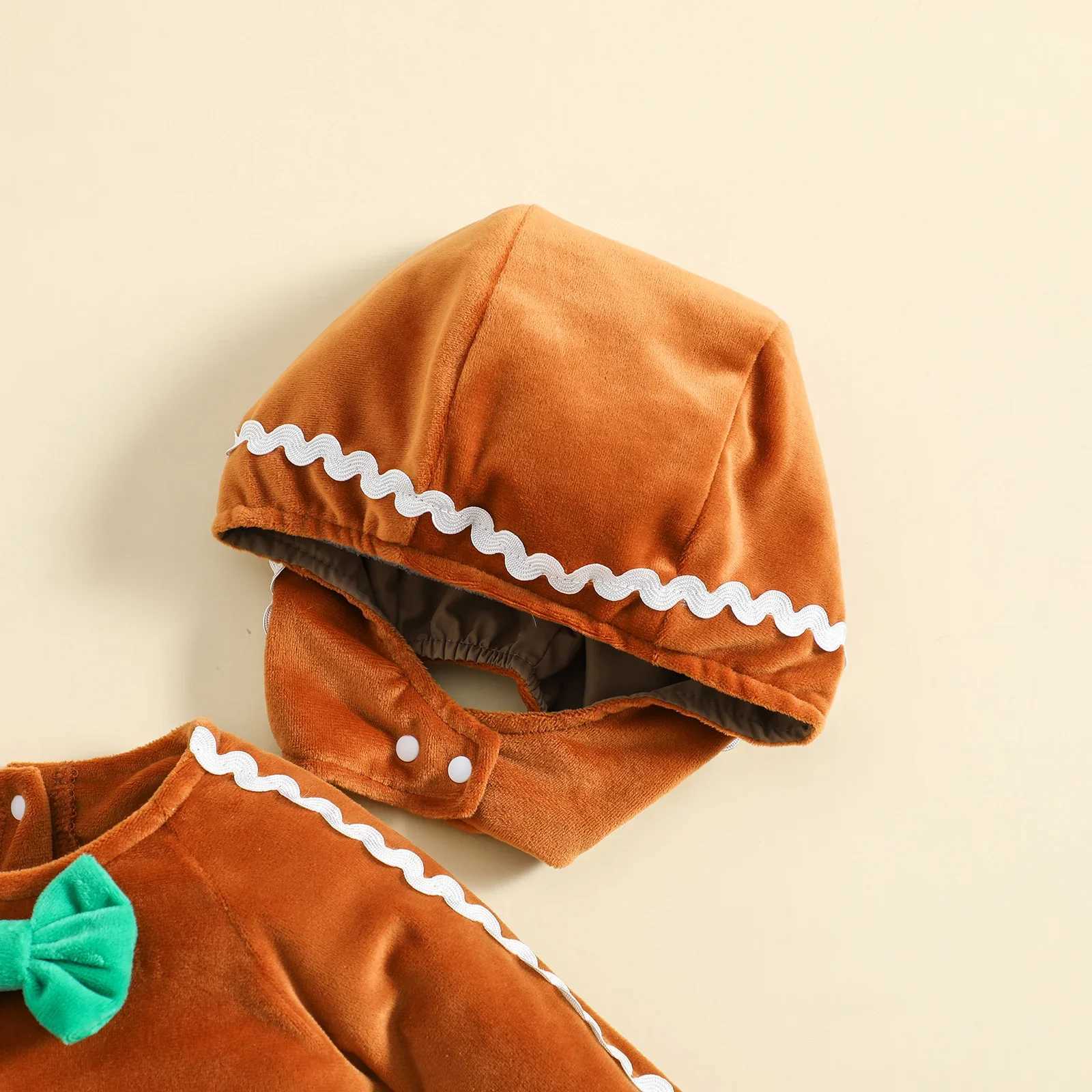 Clothing Sets Toddler Baby Gingerbread Man Rompers Casual Winter Long Sleeve Footed Jumpsuit Cute Hat Baby Christmas Cosplay Costume H241126