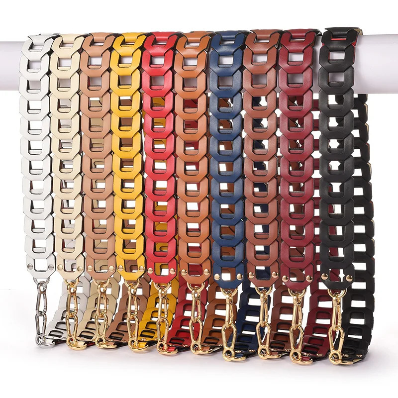 95cm Long Hollow Chain Strap for Shoulder Bags Leather Solid Color Classical Wide Handle Belt Straps Crossbody Women Bag 241125