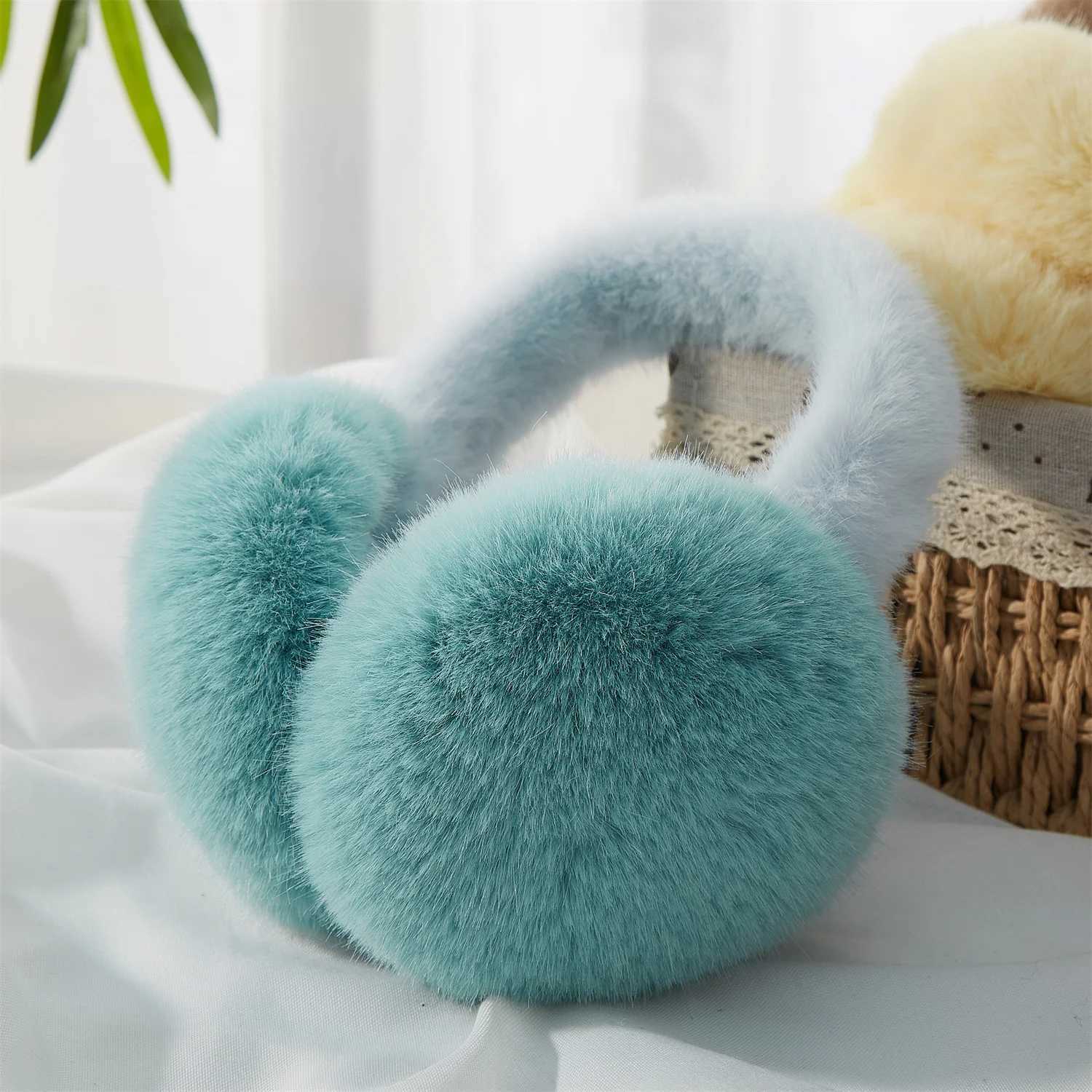 New Design Sky Blue Soft Earmuff Popular Man Woman Winter Outdoor Ski Accories Ear Muff Rabbit Fur Eardrum Christmas GiftXJ241126