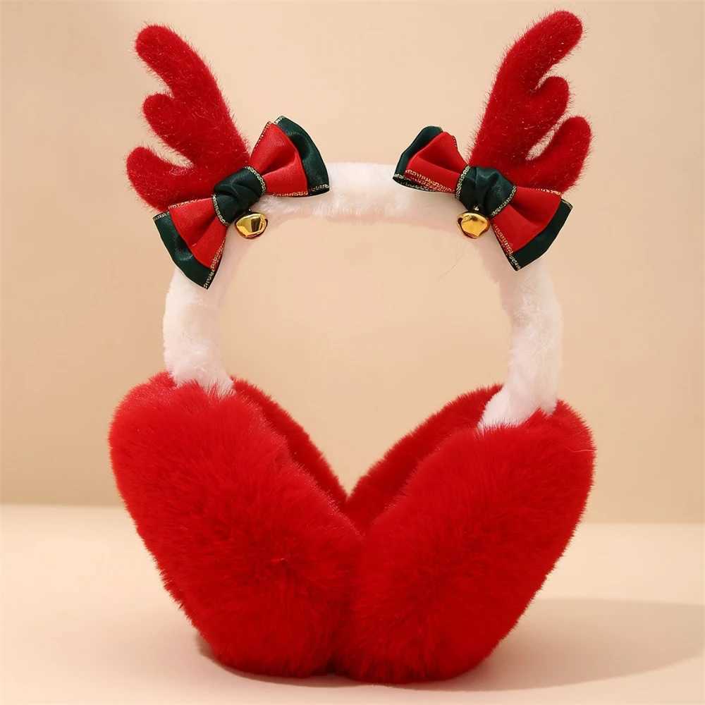 Christmas Antlers Foldable Earmuffs Winter Wind and Cold Protection Ear Warmer Full Velvet Red Cute Student Earfl Xmas GiftXJ241126