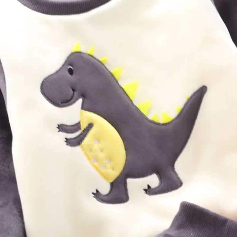 Clothing Sets Baby Boys Clothing Sets Winter Plus Velvet Thick Warm 3Pcs Outift Cartoon Dinosaur Children Clothes Sport Tracksuit Set For Kids H241126