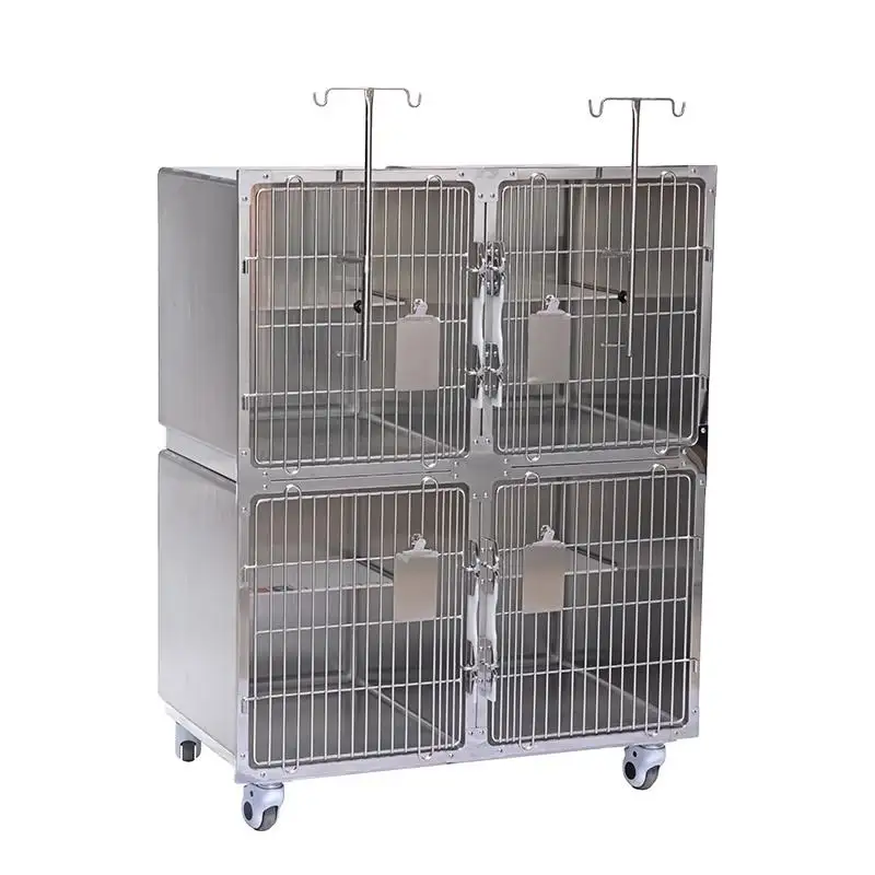 High quality manufacture mental 304 stainless steel laboratory medical hospital pet animal clinic cat cages