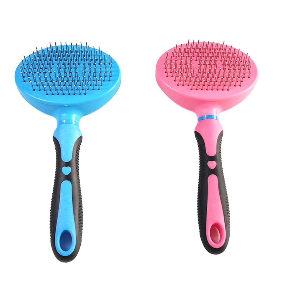 Self Slicker Pet Groom Brush Comb Dog Brush Cat Comb With Self Clean Button With Masaging Bead On Tips