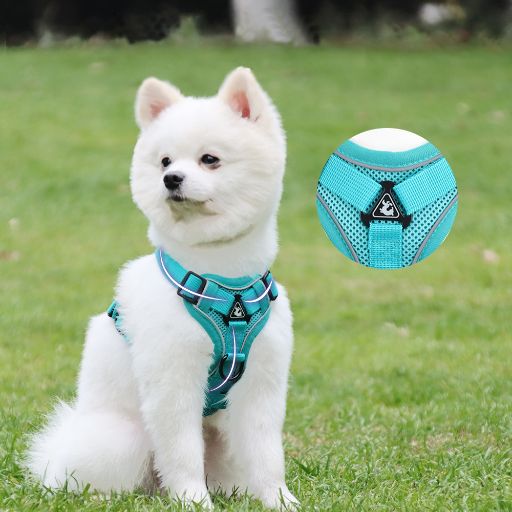 Reflective Nylon Dog Harness with 1.5m Leash Set No Pull Adjustable Medium Large Dogs Vest for Chihuahua Puppy Clothes for Pet