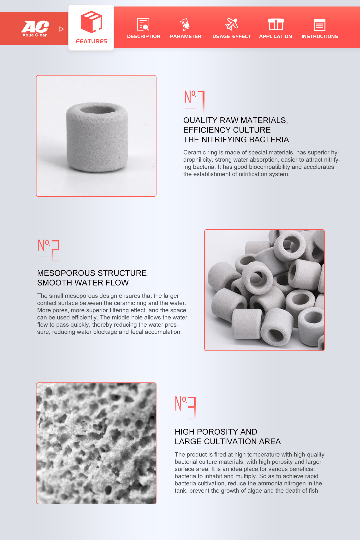 Manufacturer washable reusable bio ceramic filter rings for aquariums fish tank filtration