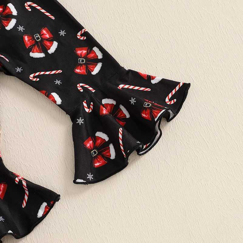 Clothing Sets Baby Girls Christmas Outfits Autumn Clothes Bow Print Long Sleeves Romper and Elastic Flared Pants Headband 3 Pieces Set H241126
