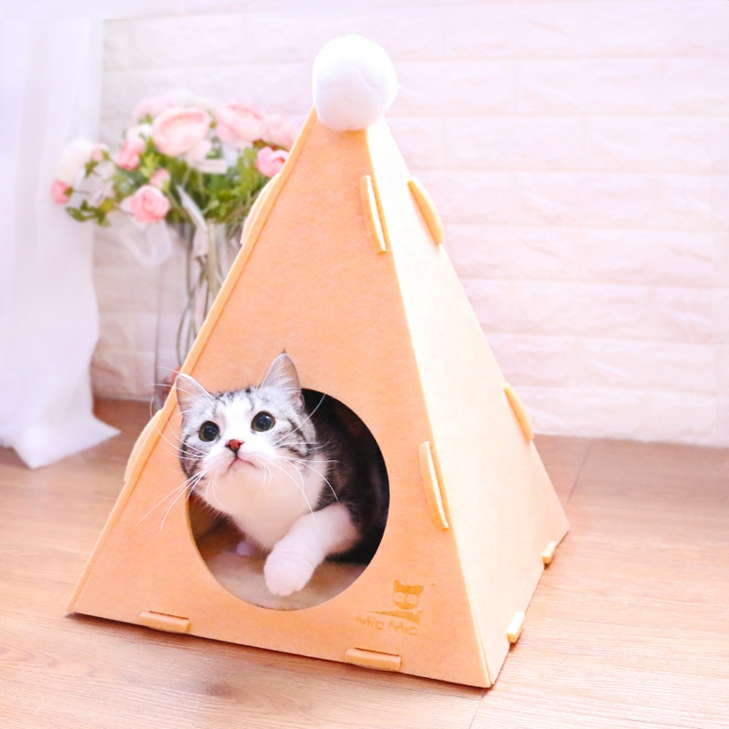 Removable Cat House triangle-shaped Felt Nest Mat Cat House Kennel Pet Supplies