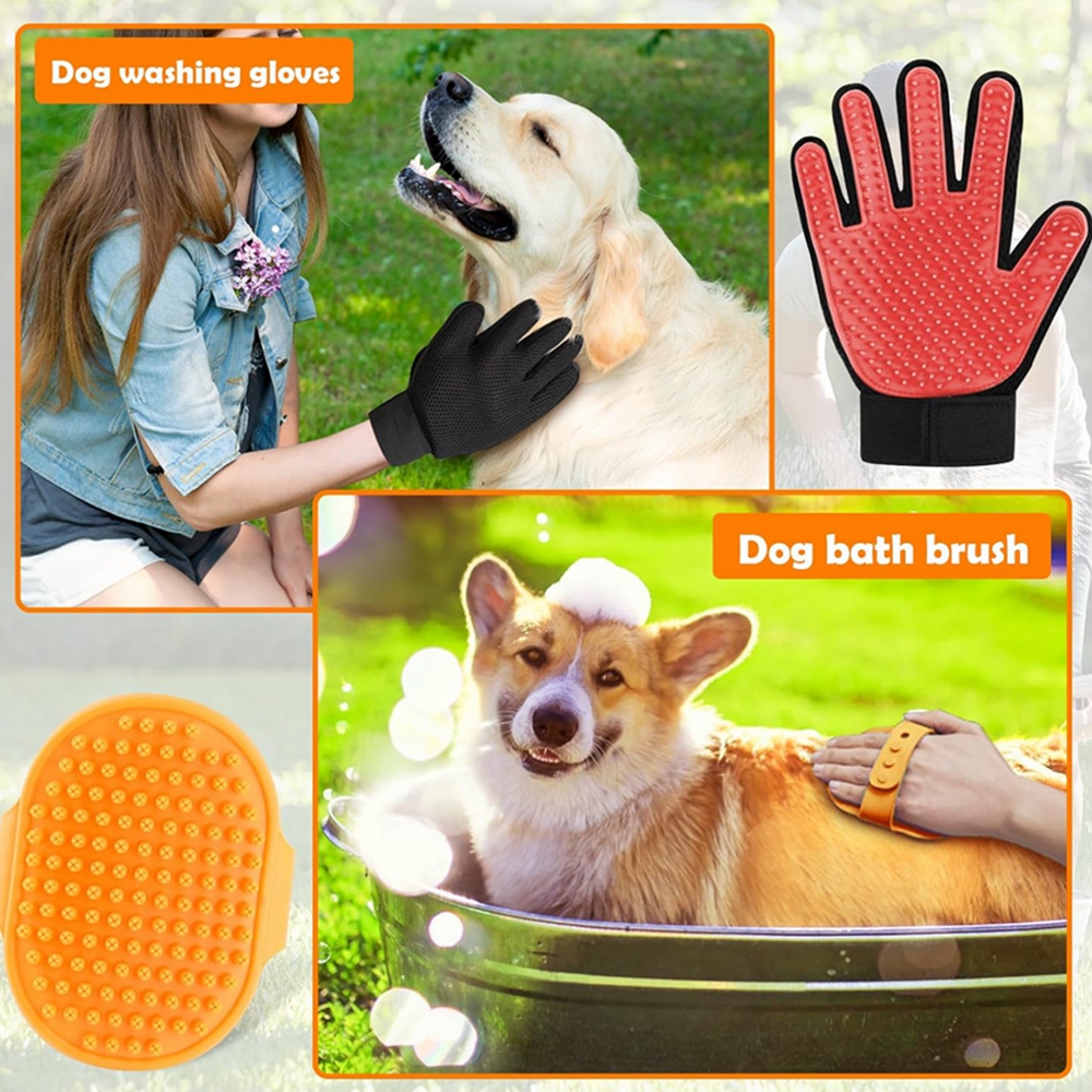 8 in 1 Showering Pet Garden Hose Nozzle Sprayer Upgrade Pup Jet Dog Wash with 100CC Soap Dispenser Bottle and Dog Washing Gloves