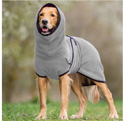 Hot Selling Cashmere Cotton Four Seasons Purple Blue Gray Pet Clothing Coat With Hat To Keep Labrador Large Dogs Warm