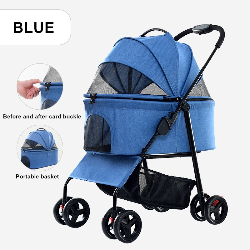 2024 Middle Cat Dog Easy Walk Folding Travel Carrier Carriage Pet Stroller for travel with your pet