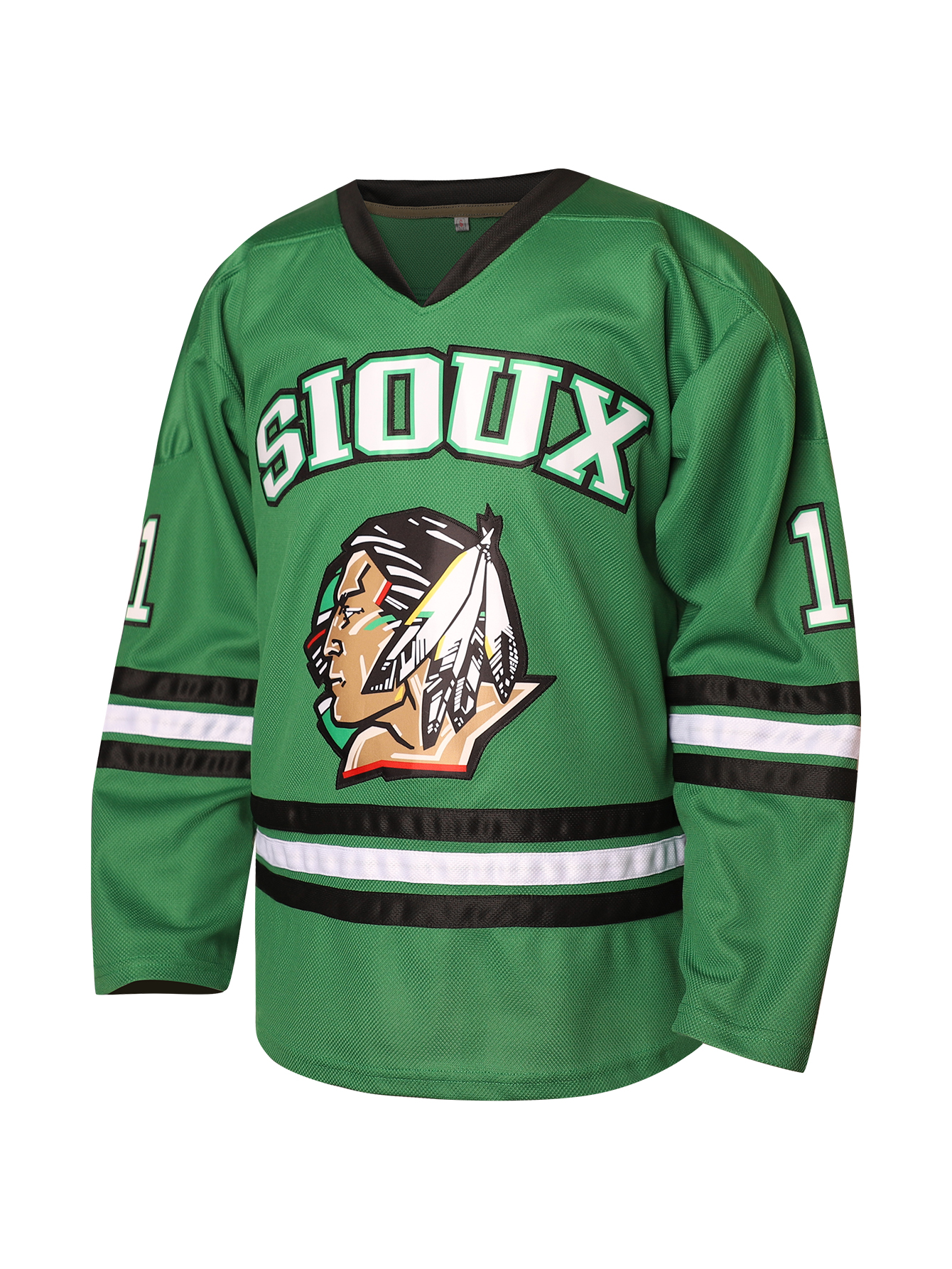 Men #11 PARISE NORTH Fighting Home DAKOTA College Hockey Jersey Embroidered Polyester Ice Hockey Jersey Green Size S-XXXL IN STOCK