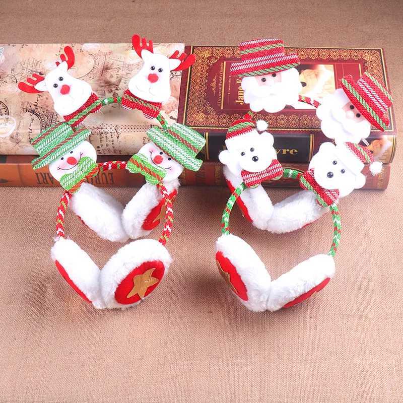 Christmas Warmer Earmuffs Santa Claus Elk Snowman Bear Decor Haiands Adjustable Earmuffs Headband New Year Heaear GiftsXJ241126