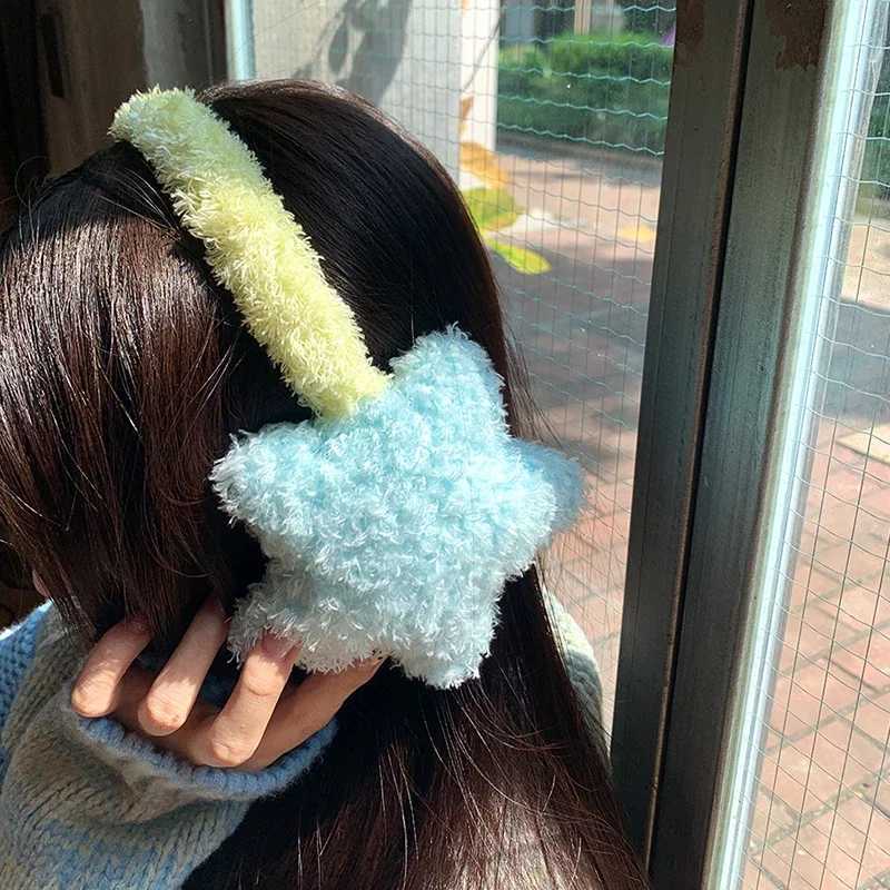 Y2K Star Plush Earmuffs Outdoor Cycling Ear Protection Colour Blocking Ear Bag Warm Winter Warm Earplugs Y2K Headset Ear CoverXJ241126