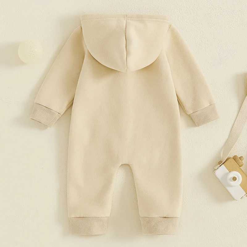 Clothing Sets Newborn Baby Boy Girl Hooded Jumpsuit Fall Winter Clothes Cute Bear Embroidered Long Sleeve Button down Rompers H241126