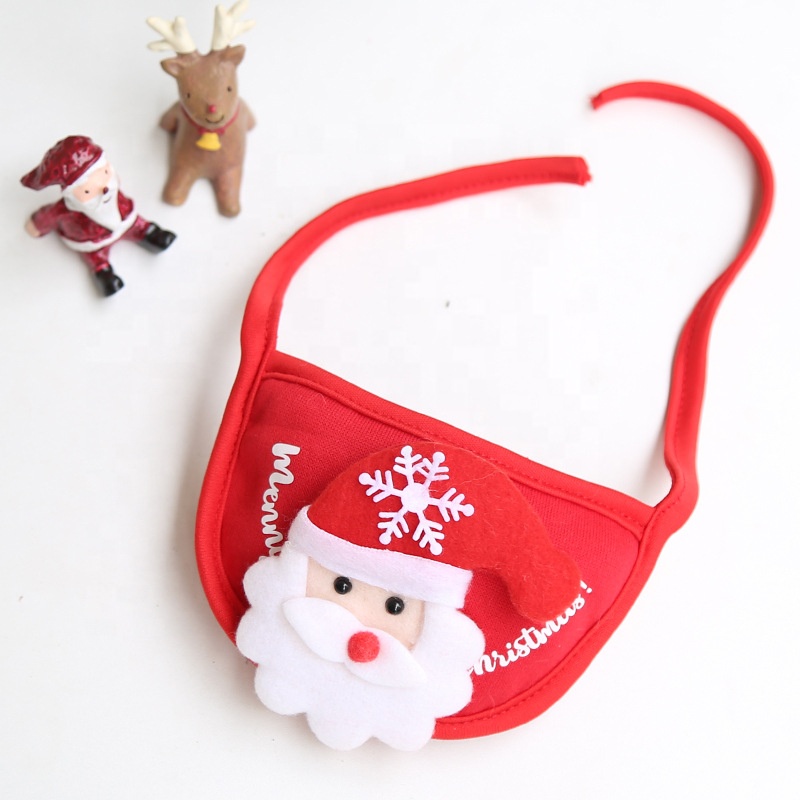 Dog Cat Pet Christmas Hat Saliva Towel Bib Teddy French Bulldog Autumn and Winter Clothes Dress Up Supplies