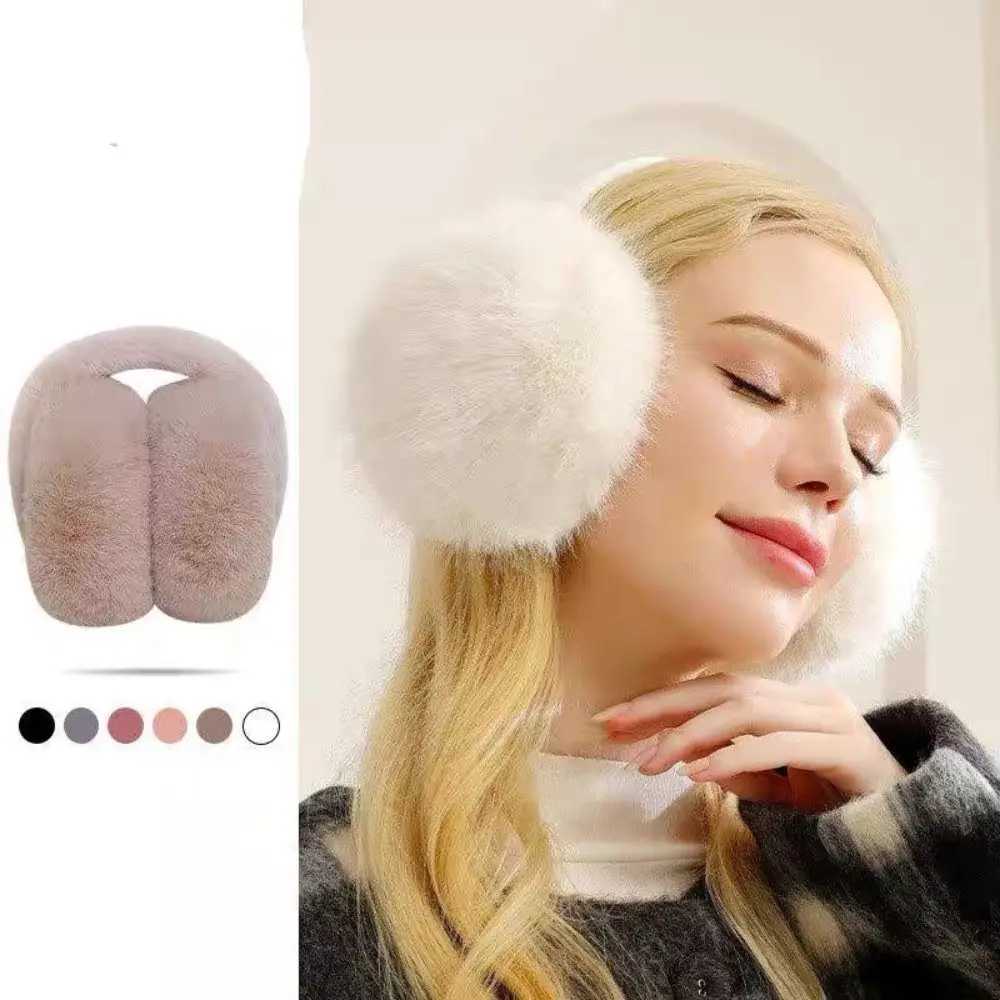 Hot Foldable Plush Earmuffs Fur Headphones Earmuff Ladies Autumn And Winter Ear Cover Russia Winter Fur Earl Girl Cute Ear BagXJ241126