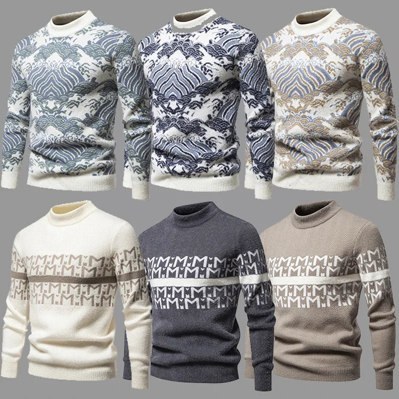 Fashion Landscape Pattern Long Sleeve Sweater Autumn Winter Casual Staff Collar Sweater Pull Down Sweater 241126