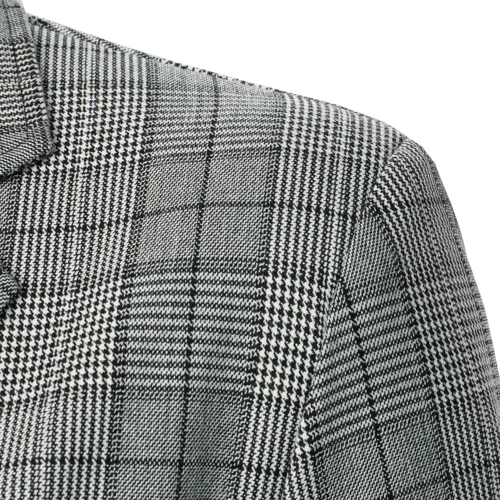 Mens jacket with striped black and white grid British casual style mens top wedding party stage mens suit 241126