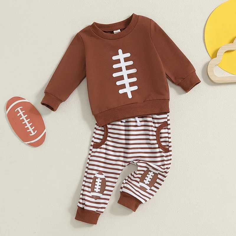 Clothing Sets Autumn Toddler Boys Outfits Rugby Print Long Sleeve Sweatshirts Tops Stripe Pants Tracksuits Clothes Set H241126