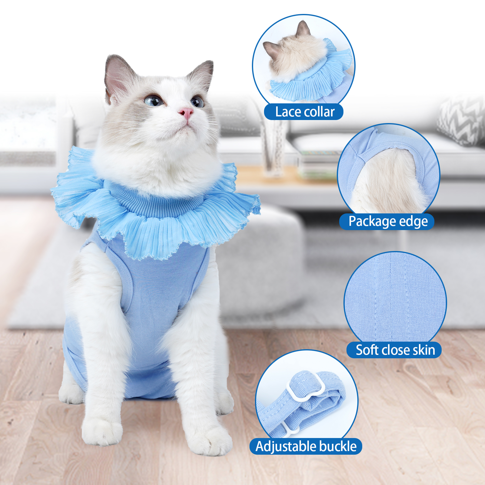 Cotton Anti-Lick T-Shirt Pet Recovery Suits Cats Weaning Postpartum Care Sterilization Cat Clothes