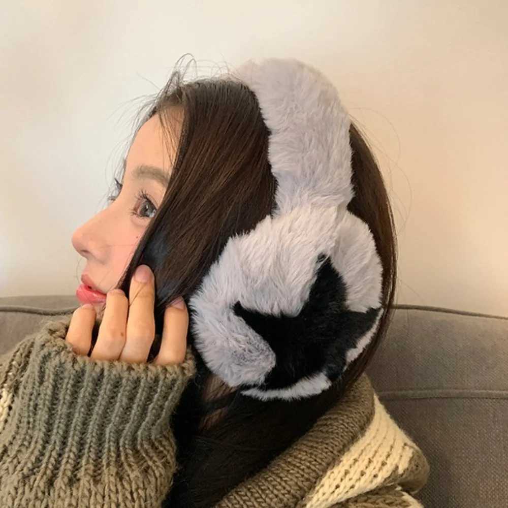New Cute Stars Pattern Earmuffs Soft Keep Warm Plush Earmuffs Winter Accories Foldable Windproof Ear C Women/GirlsXJ241126