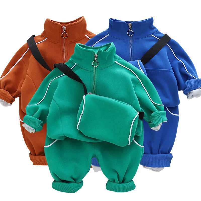 Clothing Sets New Spring Autumn Children Boys Clothes Cotton Pullover Tops Pants Bag 3pcs/Sets Infant Casual Outfits Kids Tracksuits 1-5 Years H241126
