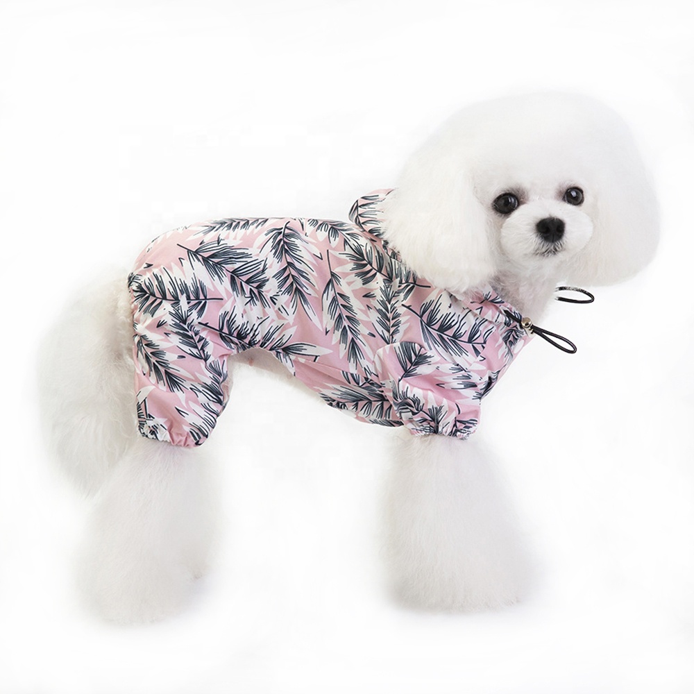 High Quality Hawaii Style Printed Waterproof Raincoat for Dogs Cats Eco-Friendly Floral Polyester Apparel for Summer Winter Use
